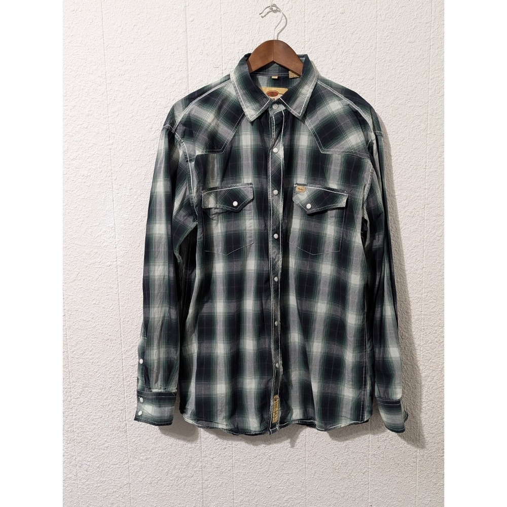 Larry Mahan Cowboy Collection Pearl Snap Shirt, Green Plaid, Large, Western,...